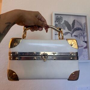 RARE 1970s Saks 5th Avenue Prop Italy white Box Purse In Original Sak Box